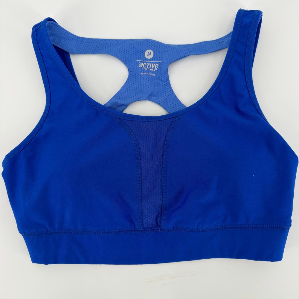 Old Navy Sports Bra Active Racerback Mesh Modern Women Size Medium Cobalt Blue